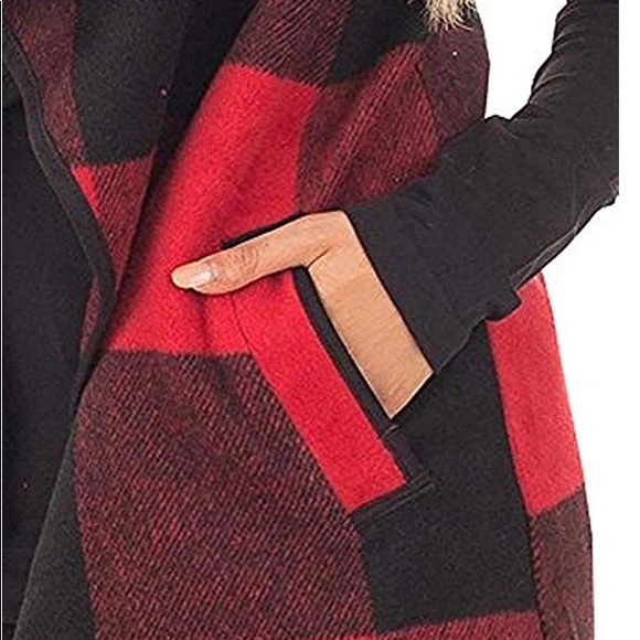 π Sleeveless Vest Plaid Drape Open Front Cardigan - Picture 2 of 3